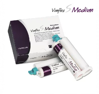 Vericom Vonflex S Medium A-Silikon Abformmaterial – Medium Body, 2 x 50 ml Kartuschen inkl. Mischkanülen