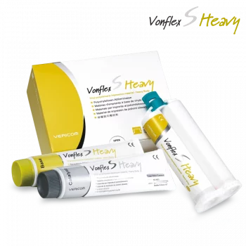 Vericom Vonflex S Heavy A-Silikon Abformmaterial – Heavy Body, 2 x 50 ml Kartuschen inkl. Mischkanülen