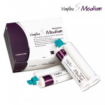 Vericom Vonflex S Medium A-Silikon Abformmaterial – Medium Body, 2 x 50 ml Kartuschen inkl. Mischkanülen