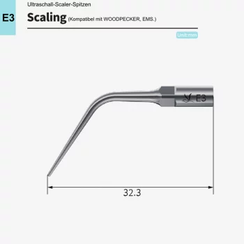 VRN E3 Ultraschall‑Scaler Spitze – Endodontisch, thermoplastisch, kompatibel mit Woodpecker® & EMS®