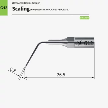 VRN G12 Ultraschall-Scaler Spitze – Verstärkt, kompatibel mit Woodpecker® & EMS®