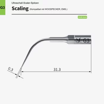 VRN G3 Ultraschall-Scaler Spitze – Fein & verlängert, kompatibel mit Woodpecker® & EMS®