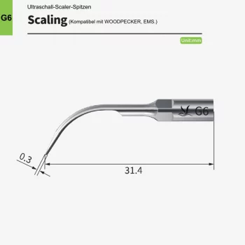 VRN G6 Ultraschall-Scaler Spitze – Breite Arbeitsform, kompatibel mit Woodpecker® & EMS®