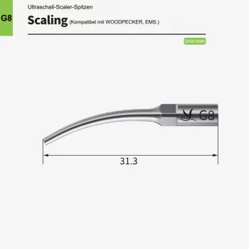 VRN G8 Ultraschall-Scaler Spitze – Für Stifte/Prothetik, kompatibel mit Woodpecker® & EMS®