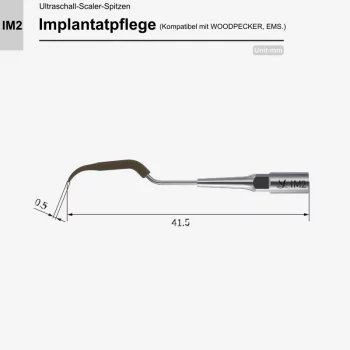VRN IM2 Ultraschall‑Scaler Spitze – Implantatpflege, PEEK‑Kopf, kompatibel mit Woodpecker® & EMS®