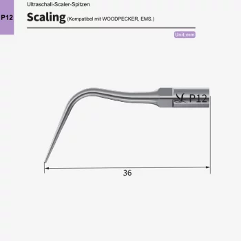 VRN P12 Ultraschall‑Scaler Spitze – Parodontal, universell subgingival, kompatibel mit Woodpecker® & EMS®