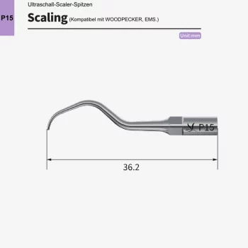 VRN P15 Ultraschall‑Scaler Spitze – Parodontal, hakenförmig, kompatibel mit Woodpecker® & EMS®