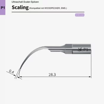 VRN P1 Ultraschall‑Scaler Spitze – Subgingival, kompatibel mit Woodpecker® & EMS®
