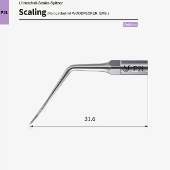 VRN P2L Ultraschall‑Scaler Spitze – Parodontal, linksgeformt, kompatibel mit Woodpecker® & EMS®