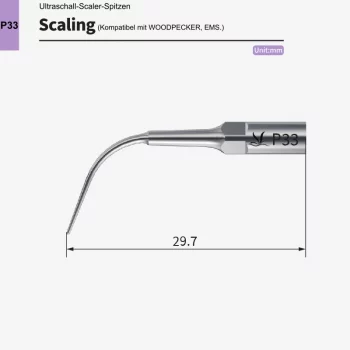 VRN P33 Ultraschall‑Scaler Spitze – Parodontal, tief subgingival, kompatibel mit Woodpecker® & EMS®
