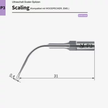 VRN P3 Ultraschall‑Scaler Spitze – Parodontal, subgingival, kompatibel mit Woodpecker® & EMS®