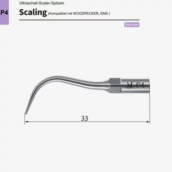 VRN P4 Ultraschall‑Scaler Spitze – Parodontal, flach subgingival, kompatibel mit Woodpecker® & EMS®