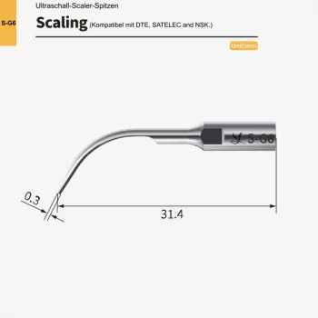 VRN S‑G6 Ultraschall-Scaler Spitze – Breite Arbeitsform, kompatibel mit DTE®, Satelec®, NSK®