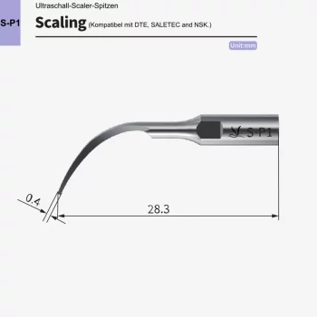 VRN S‑P1 Ultraschall‑Scaler Spitze – Subgingival, parodontal, kompatibel mit DTE®, Satelec® & NSK®